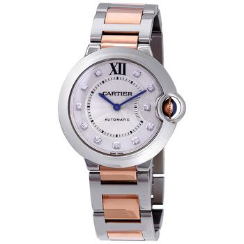 Cartier Ballon Bleu Automatic Silver Dial 33 mm Ladies Watch .